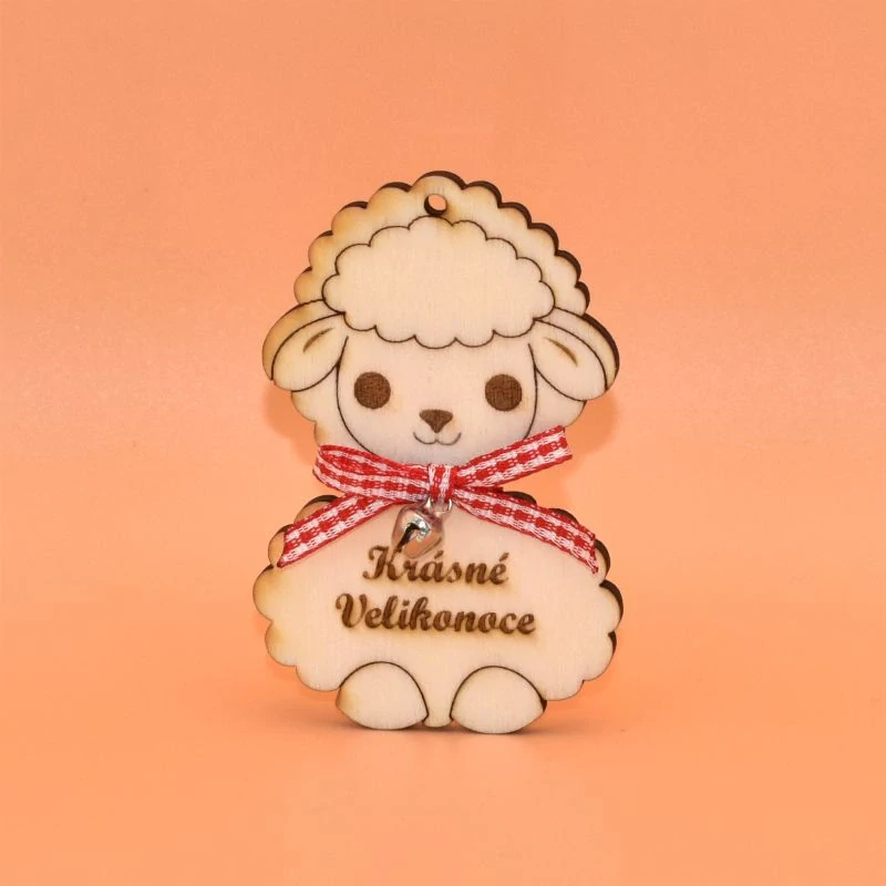 Dřevěný výřez - ovečka s rolničkou