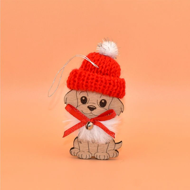 Závěs dřevo s čepičkou - Pes