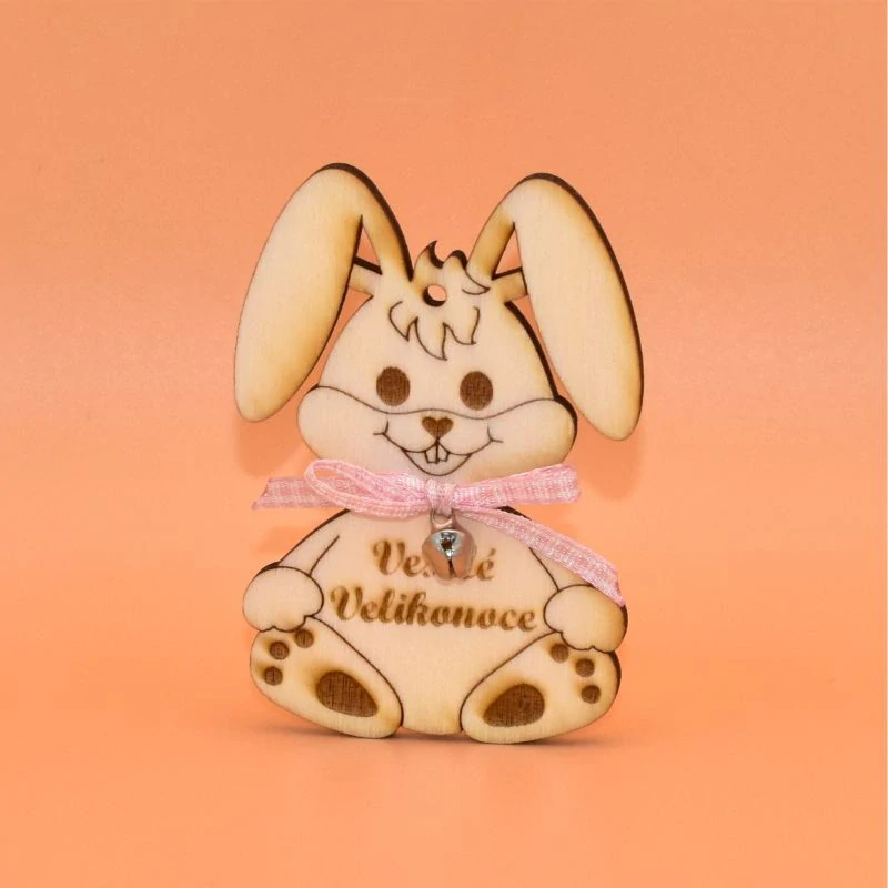 Dřevěný výřez - zajíček se žlutou stužkou