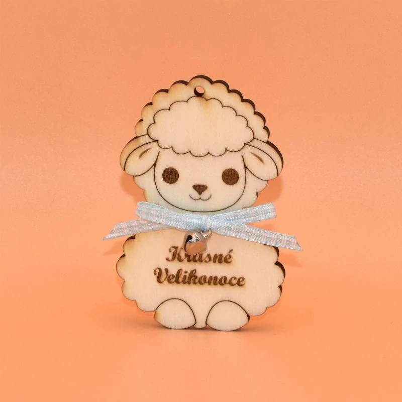 Dřevěný výřez - ovečka s rolničkou