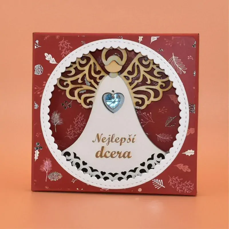 Anděl dřevo závěs Vánoce s textem 