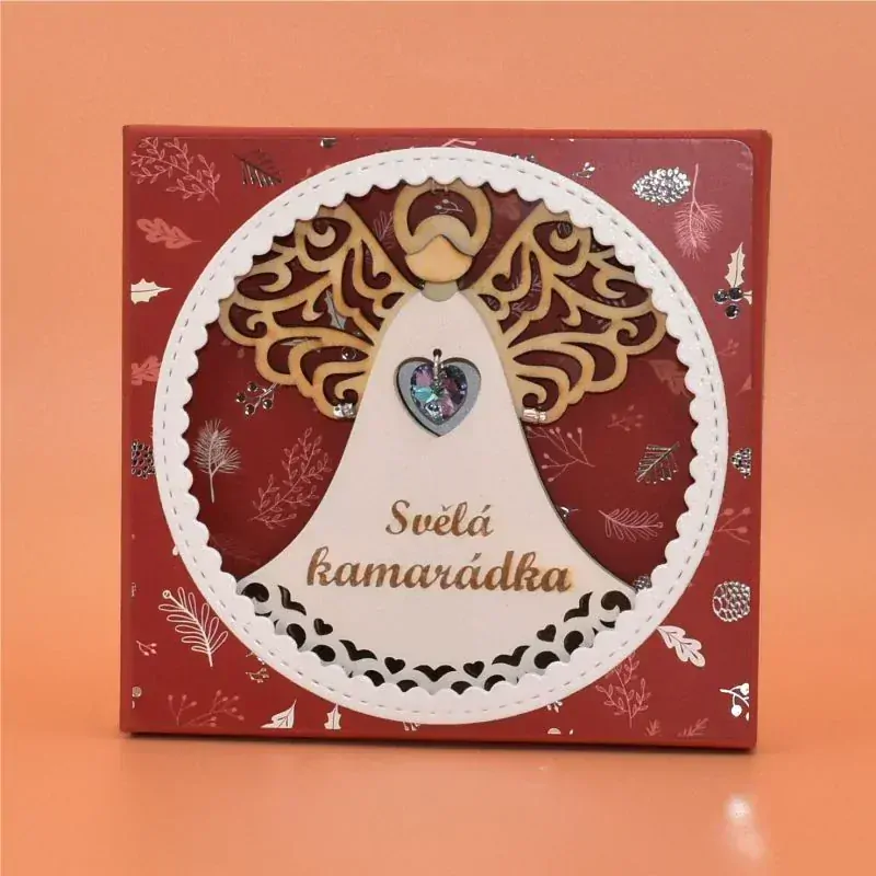 Anděl dřevo závěs Vánoce s textem 