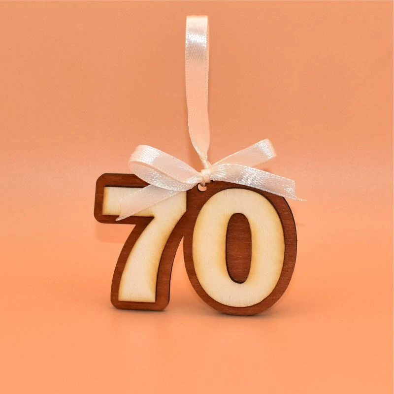 Dřevěná závěsná MINI cedulka výročí - 80