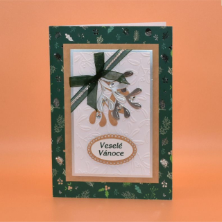 Gratulace Vánoce -Jmelí zelená