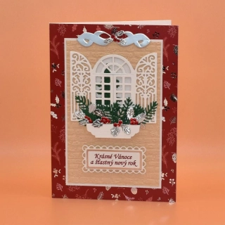 Gratulace Vánoce - Okno červená