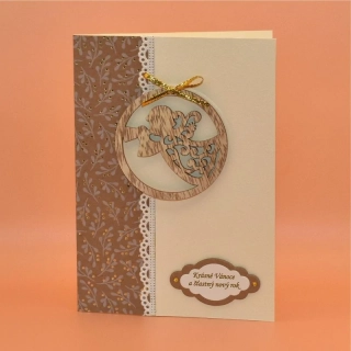 Gratulace Vánoce - Dřevěná ozdoba anděl