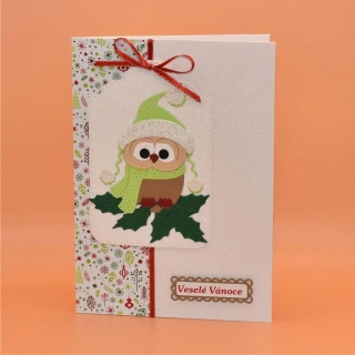 Gratulace Vánoce - Záložka sova 