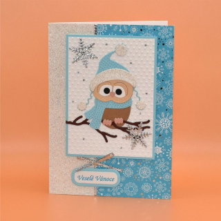 Gratulace Vánoce - Sova modrá