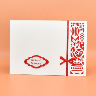 Gratulace Vánoce - Ozdoby červenobílá