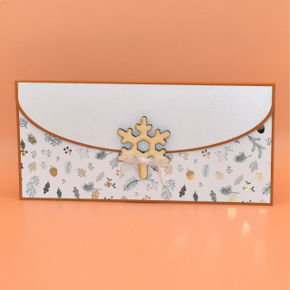 Vánoční obálka na peníze motiv/bílá - vločka