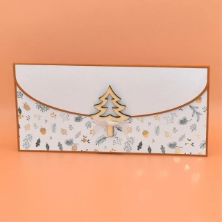 Vánoční obálka na peníze motiv/bílá - stromek