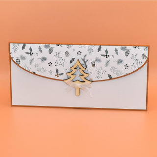Vánoční obálka na peníze bílá/motiv - stromek