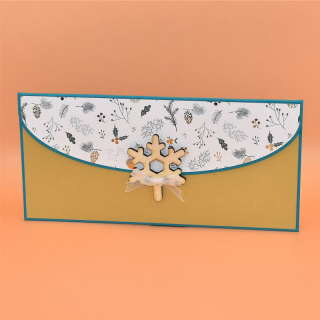 Vánoční obálka na peníze zlatobílá - vločka