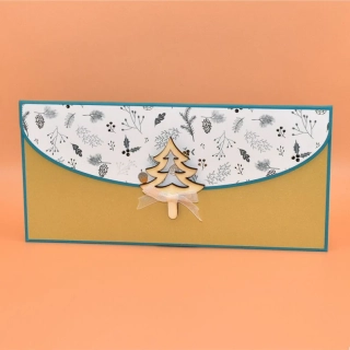 Vánoční obálka na peníze zlatobílá - stromek