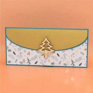 Vánoční obálka na peníze bílozlatá - stromek